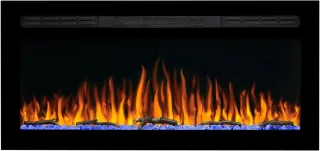 Elektrische open haard Ganeey LumaFire 3D – Wandmontage & Inbouw – Realistisch 3D-vlameffect met Knettereffect – 900/1800 W Verwarming – LED-verlichting – Afstandsbediening & Timer – Modern Zwart Design voor Woonkamer en Slaapkamer