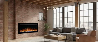 Elektrische open haard Ganeey LumaFire 3D – Wandmontage & Inbouw – Realistisch 3D-vlameffect met Knettereffect – 900/1800 W Verwarming – LED-verlichting – Afstandsbediening & Timer – Modern Zwart Design voor Woonkamer en Slaapkamer