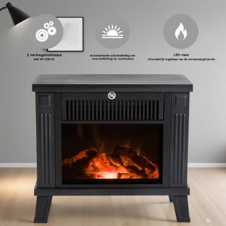 Wat vinden we goed aan de 1 elektrische open haard, LED -vuurlampje, zwart ontwerp, vlameffect, draagbare verwarmingsventilator, moderne woonkameraccessoires, voor woningdecoratie en sfeer