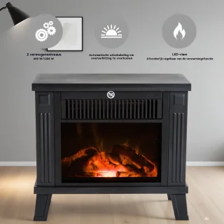 1 elektrische open haard, LED -vuurlampje, zwart ontwerp, vlameffect, draagbare verwarmingsventilator, moderne woonkameraccessoires, voor woningdecoratie en sfeer