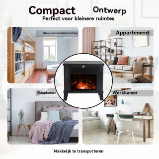 1 elektrische open haard, LED -vuurlampje, zwart ontwerp, vlameffect, draagbare verwarmingsventilator, moderne woonkameraccessoires, voor woningdecoratie en sfeer