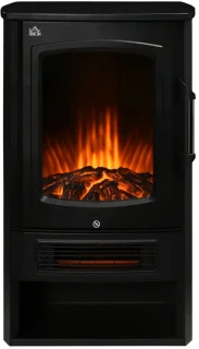 Sfeerhaard Elektrisch - Haard met Verwarming - met Realistische Vlameffect - 2 Warmtestanden - 2000 W - Kachel Vrijstaand - Openhaard - Oververhittingsbeveiliging - Staal - Zwart - 44,5 x 32 x 74 cm