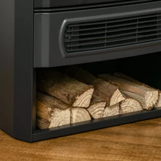 Sfeerhaard Elektrisch - Haard met Verwarming - met Realistische Vlameffect - 2 Warmtestanden - 2000 W - Kachel Vrijstaand - Openhaard - Oververhittingsbeveiliging - Staal - Zwart - 44,5 x 32 x 74 cm