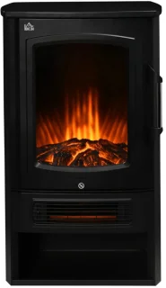 Sfeerhaard Elektrisch - Haard met Verwarming - met Realistische Vlameffect - 2 Warmtestanden - 2000 W - Kachel Vrijstaand - Openhaard - Oververhittingsbeveiliging - Staal - Zwart - 44,5 x 32 x 74 cm