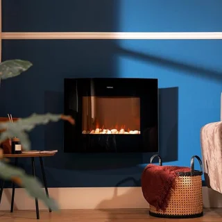 Elektrische Sfeerhaard met Wifi & Afstandsbediening – HomeByNicole SmartFlame™ 2650 Curved – 26 Inch – 2000W Verwarming – LED Vlammen met 2 Warmtestanden – Timer & App-bediening – Gebogen Glas – Modern Design – Zwart