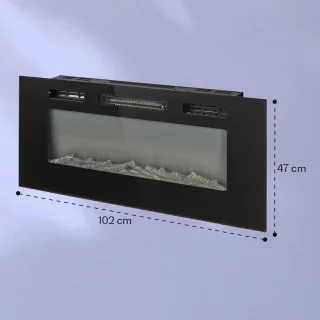 Elektrische Haard met LED-Verlichting - 900/1800 W Verwarming en Weektimer - Wandhaard en Inbouwhaard - Modern Design