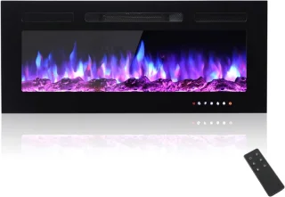 Inbouw Wandhaard met HD-glazen Touchscreen en 9 Kleuren LED-vlam