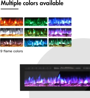 Inbouw Wandhaard met HD-glazen Touchscreen en 9 Kleuren LED-vlam