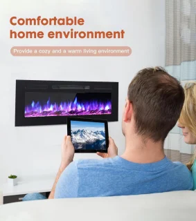 Inbouw Wandhaard met HD-glazen Touchscreen en 9 Kleuren LED-vlam