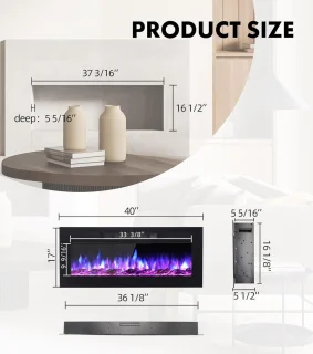 Inbouw Wandhaard met HD-glazen Touchscreen en 9 Kleuren LED-vlam