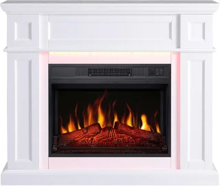 Elektrische Sfeerhaard – Vrijstaand – 1800W – LED Vlameffect met Geluid – 12 Warmtestanden – Timer – Afstandsbediening – Klassiek Design – Wit MDF – 104cm
