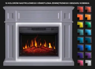 Elektrische Sfeerhaard – Vrijstaand – 1800W – LED Vlameffect met Geluid – 12 Warmtestanden – Timer – Afstandsbediening – Klassiek Design – Wit MDF – 104cm