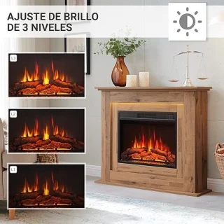 Elektrische Sfeerhaard LuxeWood™ 100 cm – 2000W Verwarming & Realistisch 3D Vlameffect – LED Sfeerverlichting, Thermostaat, Timer & Afstandsbediening – Vrijstaande Design Haard Donker Eiken – HomeByNicole