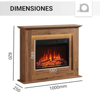 Elektrische Sfeerhaard LuxeWood™ 100 cm – 2000W Verwarming & Realistisch 3D Vlameffect – LED Sfeerverlichting, Thermostaat, Timer & Afstandsbediening – Vrijstaande Design Haard Donker Eiken – HomeByNicole