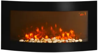 Sfeerhaard Elektrisch - Haard met Verwarming - Wandhaard met LED-vlameffect - 7 Vlamkleuren - 1000/2000 W - Openhaard met Timer, Regelbare Thermostaat - Decoratieve Haardkachel - Kachel - Zwart