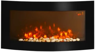 Sfeerhaard Elektrisch - Haard met Verwarming - Wandhaard met LED-vlameffect - 7 Vlamkleuren - 1000/2000 W - Openhaard met Timer, Regelbare Thermostaat - Decoratieve Haardkachel - Kachel - Zwart