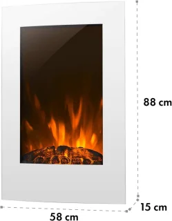 Elektrische wandhaard met vlamsimulatie en afstandsbediening - 1000W/2000W