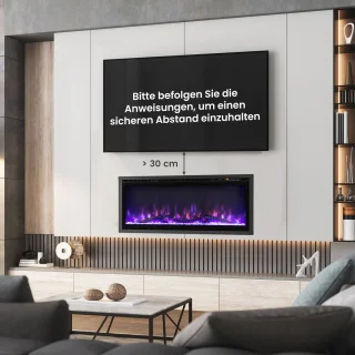 COSTWAY Elektrische open haard, 36 inch, 750 W/1500 W, met touchscreen en afstandsbediening en 8H timer, wandhaard, elektrische vlammen in 9 kleuren met 5 helderheidsniveaus, 91,5 x 45 x 14 cm