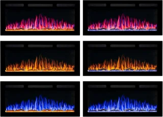 Elektrische Haard Ganeey LumaFire AF40WR – Inbouw & Wandmontage – 3D Realistisch Vlameffect met LED Verlichting & Knettereffect – 900/1800W Verwarming met Thermostaat, Timer & Afstandsbediening – Modern Zwart Design – Energiezuinig – Geschikt tot 30m