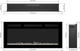 Elektrische Haard Ganeey LumaFire AF40WR – Inbouw & Wandmontage – 3D Realistisch Vlameffect met LED Verlichting & Knettereffect – 900/1800W Verwarming met Thermostaat, Timer & Afstandsbediening – Modern Zwart Design – Energiezuinig – Geschikt tot 30m