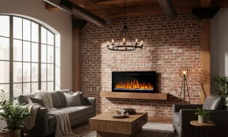 Elektrische Haard Ganeey LumaFire AF40WR – Inbouw & Wandmontage – 3D Realistisch Vlameffect met LED Verlichting & Knettereffect – 900/1800W Verwarming met Thermostaat, Timer & Afstandsbediening – Modern Zwart Design – Energiezuinig – Geschikt tot 30m