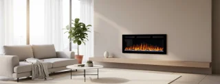 Elektrische Haard Ganeey LumaFire AF40WR – Inbouw & Wandmontage – 3D Realistisch Vlameffect met LED Verlichting & Knettereffect – 900/1800W Verwarming met Thermostaat, Timer & Afstandsbediening – Modern Zwart Design – Energiezuinig – Geschikt tot 30m