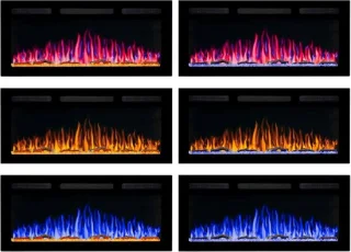 Elektrische Haard Ganeey LumaFire AF40WR – Inbouw & Wandmontage – 3D Realistisch Vlameffect met LED Verlichting & Knettereffect – 900/1800W Verwarming met Thermostaat, Timer & Afstandsbediening – Modern Zwart Design – Energiezuinig – Geschikt tot 30m