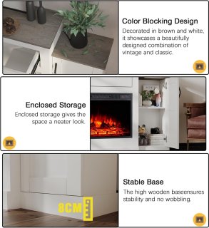 Wat vinden we goed aan de Elektrische Haard TV-Meubel 150x30x93,5 cm – Industrialhome Modern Wit TV-Meubel met 23-Inch LED Haard, Opbergruimte, Druklade & Afstandsbediening – Realistische 3D Vlammen, Verstelbare Warmte & Timer – Vrijstaand Entertainment Center