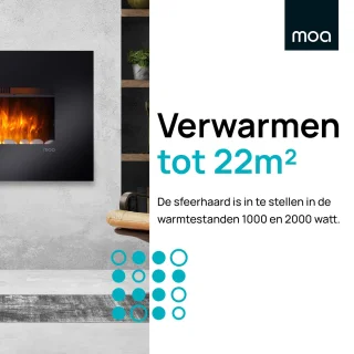 MOA Sfeerhaard Elektrisch - Haard met Verwarming - 2000W - Openhaard met Afstandsbediening en Sfeerlicht - Kachel - Zwart