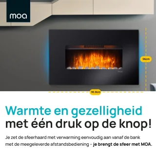 MOA Sfeerhaard Elektrisch - Haard met Verwarming - 2000W - Openhaard met Afstandsbediening en Sfeerlicht - Kachel - Zwart