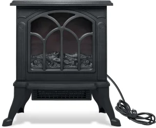 1500W Elektrische haard met ventilatorkachel, Elektrische haardkachel, Elektrisch Torino met LED-haardvlameffect, PTC-Kachel, zwart