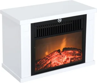 Elektrische haard - Sfeerhaard -Electrische kachel - Vrijstaand - Met verwarming - Compacte kachel - 1200 Watt - Wit