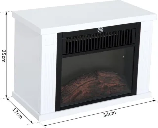 Elektrische haard - Sfeerhaard -Electrische kachel - Vrijstaand - Met verwarming - Compacte kachel - 1200 Watt - Wit
