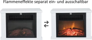 Elektrische haard - Sfeerhaard -Electrische kachel - Vrijstaand - Met verwarming - Compacte kachel - 1200 Watt - Wit