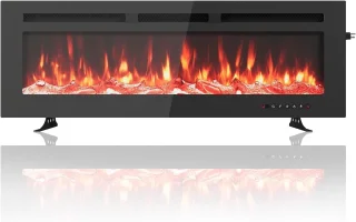 Sfeerhaard Elektrisch - Haard met Verwarming -1800W - Openhaard met Afstandsbediening en 12 Sfeerlicht - Kachel - Zwart-127cm
