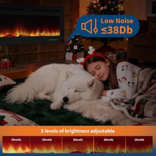 Sfeerhaard Elektrisch - Haard met Verwarming -1800W - Openhaard met Afstandsbediening en 12 Sfeerlicht - Kachel - Zwart-127cm