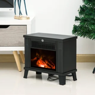 HOMCOM-Kaminofen-Metall, Hartglas, ABS-34L x 17B x31H cm-Schwarz