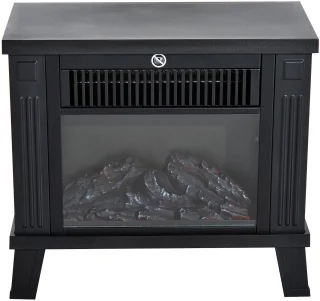 HOMCOM-Kaminofen-Metall, Hartglas, ABS-34L x 17B x31H cm-Schwarz