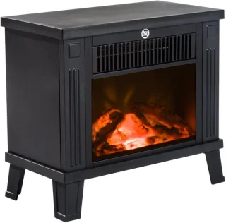 HOMCOM-Kaminofen-Metall, Hartglas, ABS-34L x 17B x31H cm-Schwarz