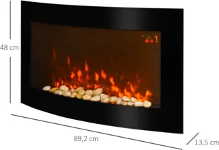 Elektrische openhaard- Elektrische haard - Sfeerhaard - LED - 1000 / 2000W - Zwart - Met afstandsbediening