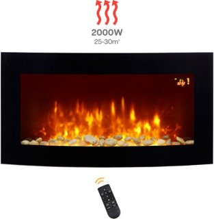 Elektrische openhaard- Elektrische haard - Sfeerhaard - LED - 1000 / 2000W - Zwart - Met afstandsbediening review