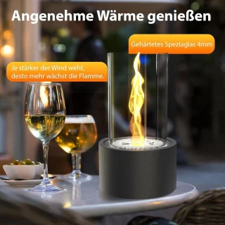 Tafelhaard - Milieuvriendelijke Milduall Tafelhaard met Spiraalvuur - Geschikt voor Buiten - 29 x 16 x 16 cm - Bio-ethanol Tafelvuur voor Binnen - Decoratie voor Tuin, Balkon, Terras Tafelhaard