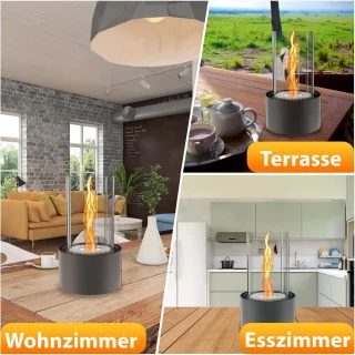 Tafelhaard - Milieuvriendelijke Milduall Tafelhaard met Spiraalvuur - Geschikt voor Buiten - 29 x 16 x 16 cm - Bio-ethanol Tafelvuur voor Binnen - Decoratie voor Tuin, Balkon, Terras Tafelhaard