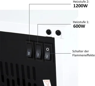 Sfeerhaard Elektrisch - Haard met Verwarming - LED-vlameffect - 600/1200W - Openhaard - Decoratieve Haardkachel - Kachel Vrijstaand - Wit - 34x17x25 cm