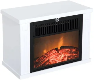 Sfeerhaard Elektrisch - Haard met Verwarming - LED-vlameffect - 600/1200W - Openhaard - Decoratieve Haardkachel - Kachel Vrijstaand - Wit - 34x17x25 cm