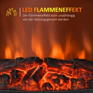 Sfeerhaard Elektrisch - Haard met Verwarming - LED-vlameffect - 900/1800 W - Openhaard - Kachel Vrijstaand - Zwart