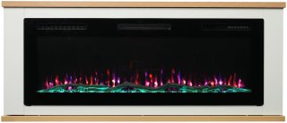 De HOMAVO 18" Elektrische haard met donkerbruine kast, 3D-vlam, 900W/1800W dubbele verwarming, 7 vlamkleuren, bediening paneel + afstandsbediening, timer & kinderbeveiliging in één oogopslag