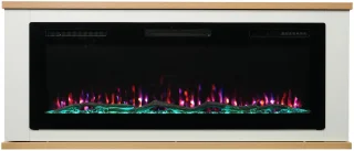 HOMAVO 18" Elektrische haard met donkerbruine kast, 3D-vlam, 900W/1800W dubbele verwarming, 7 vlamkleuren, bediening paneel + afstandsbediening, timer & kinderbeveiliging