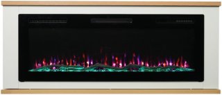 HOMAVO 18" Elektrische haard met donkerbruine kast, 3D-vlam, 900W/1800W dubbele verwarming, 7 vlamkleuren, bediening paneel + afstandsbediening, timer & kinderbeveiliging review