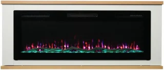 HOMAVO 18" Elektrische haard met donkerbruine kast, 3D-vlam, 900W/1800W dubbele verwarming, 7 vlamkleuren, bediening paneel + afstandsbediening, timer & kinderbeveiliging